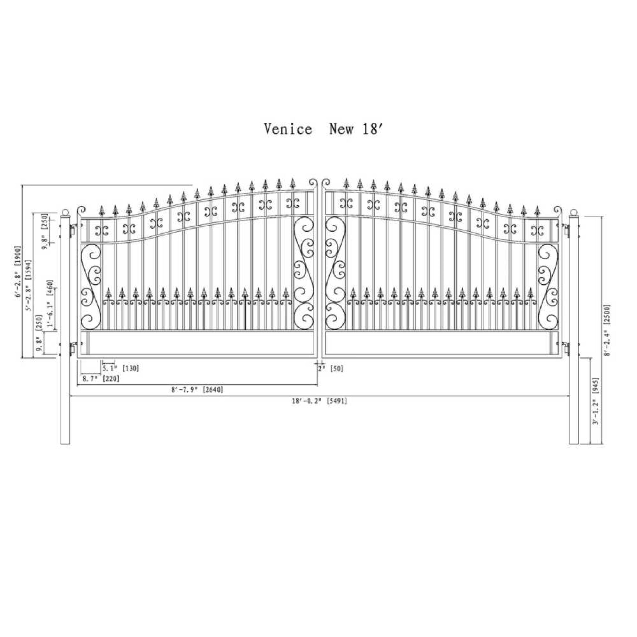 [12-18FT] Heavy-Duty Venice-Style Steel Dual-Swing Driveway Gate (SAK68025) – SAKSBY WHOLESALE, view 18