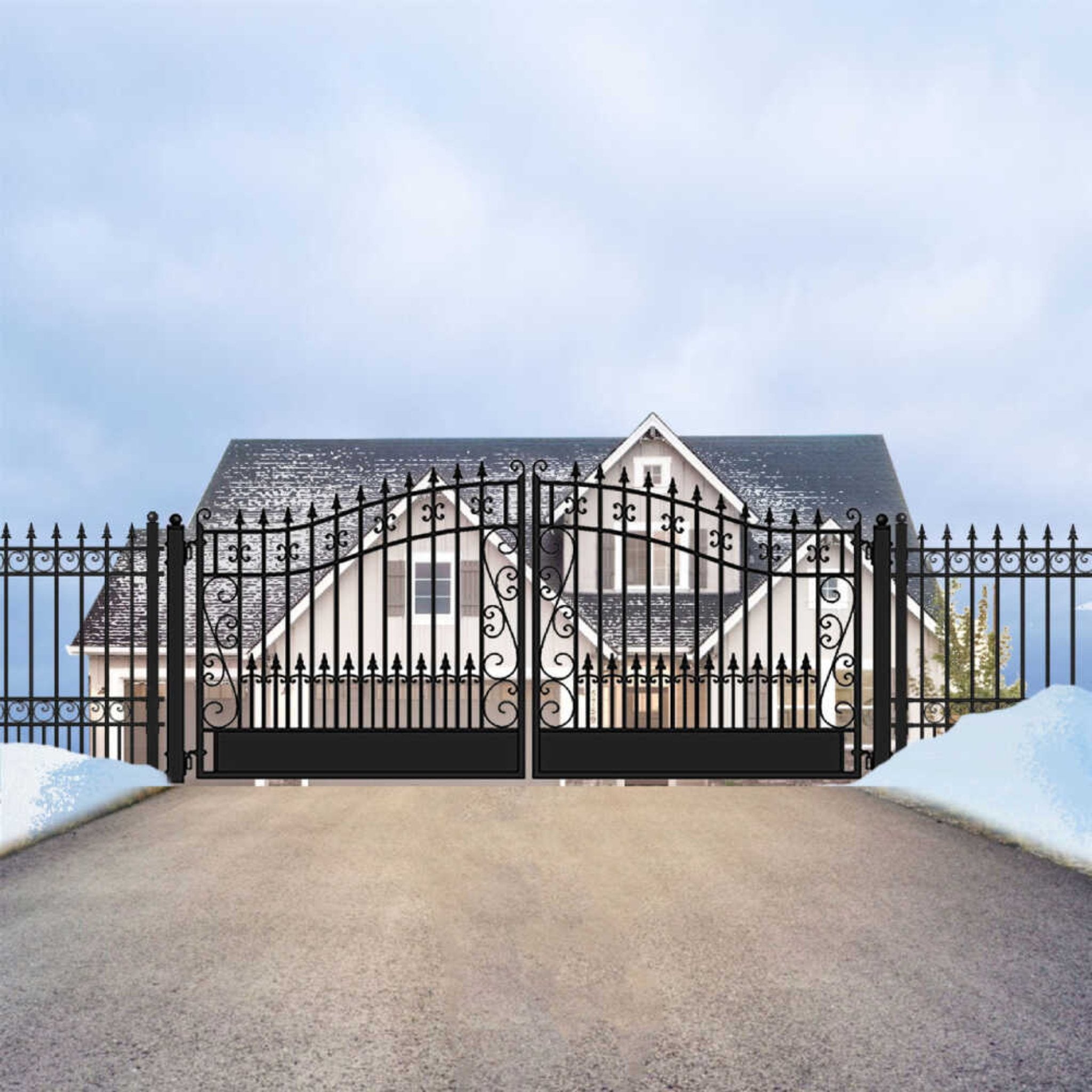 [12-18FT] Heavy-Duty Venice-Style Steel Dual-Swing Driveway Gate (SAK68025) – SAKSBY WHOLESALE, view 14