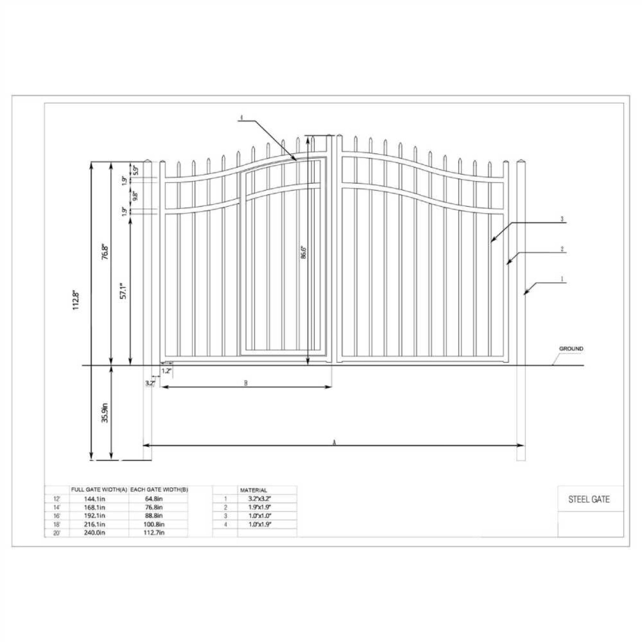 [12-18FT] Heavy-Duty Vienna-Style Steel Dual-Swing Driveway Gate With Built-In Pedestrian Door (SAK75103) – SAKSBY WHOLESALE,