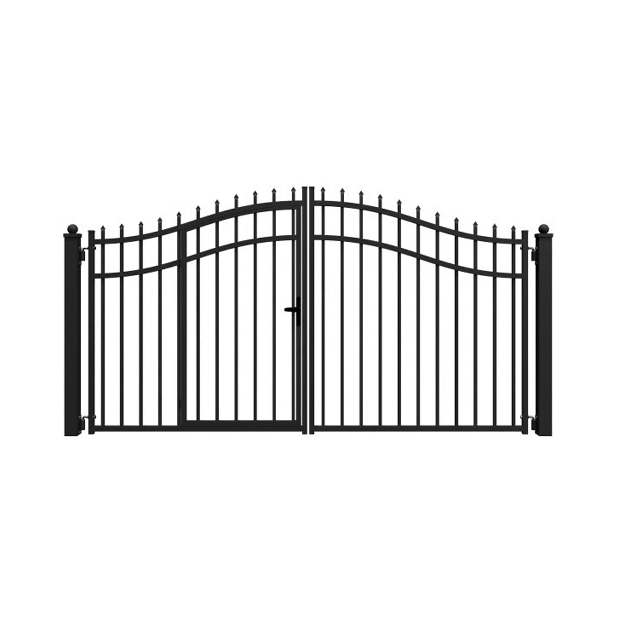 [12-18FT] Heavy-Duty Vienna-Style Steel Dual-Swing Driveway Gate With Built-In Pedestrian Door (SAK75103) – SAKSBY WHOLESALE