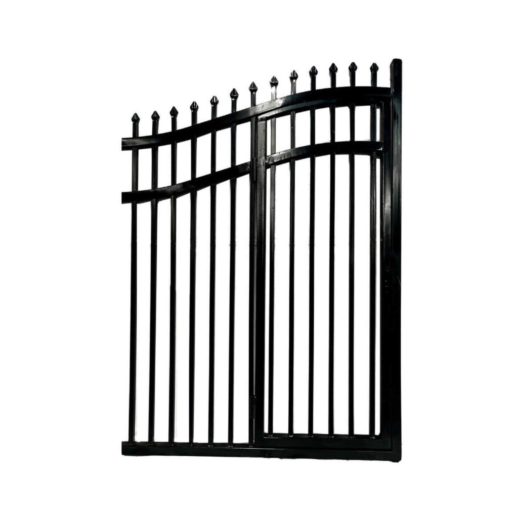 [12-18FT] Heavy-Duty Vienna-Style Steel Dual-Swing Driveway Gate With Built-In Pedestrian Door (SAK75103) – SAKSBY WHOLESALE,