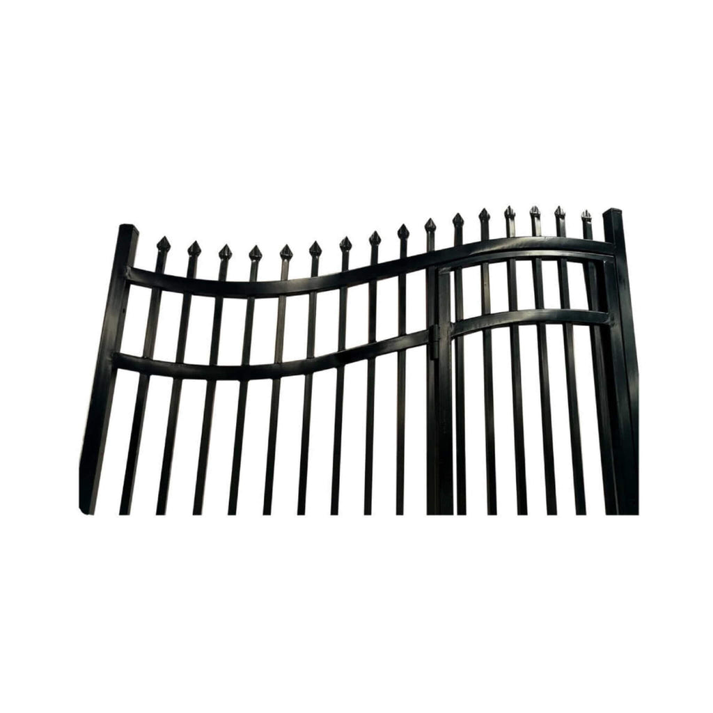 [12-18FT] Heavy-Duty Vienna-Style Steel Dual-Swing Driveway Gate With Built-In Pedestrian Door (SAK75103) – SAKSBY WHOLESALE,