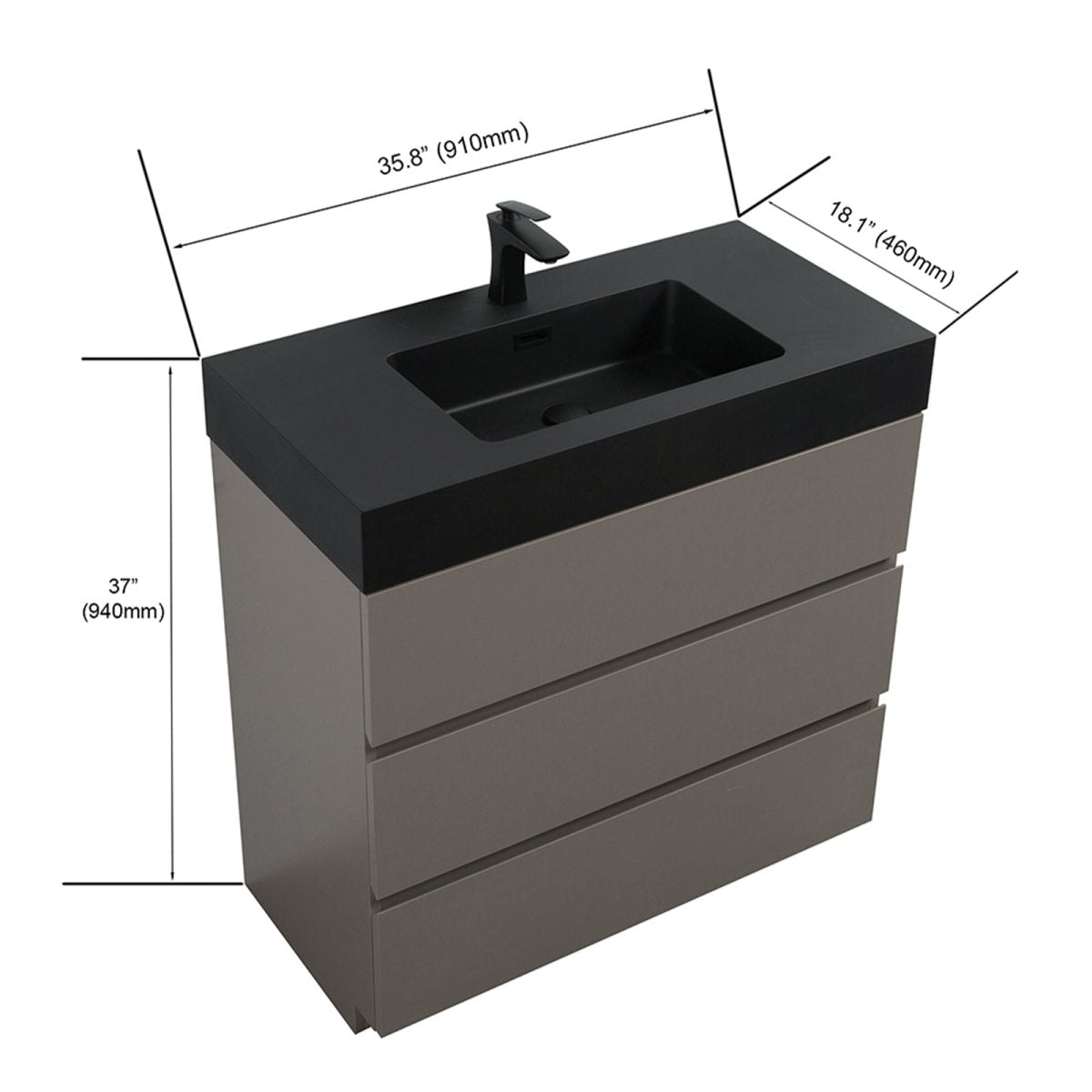 Nuvia 36-Inch Premium Modern Freestanding One-Piece Bathroom Vanity Set Without Drain And Faucet (SAK71364) – SAKSBY WHOLESAL