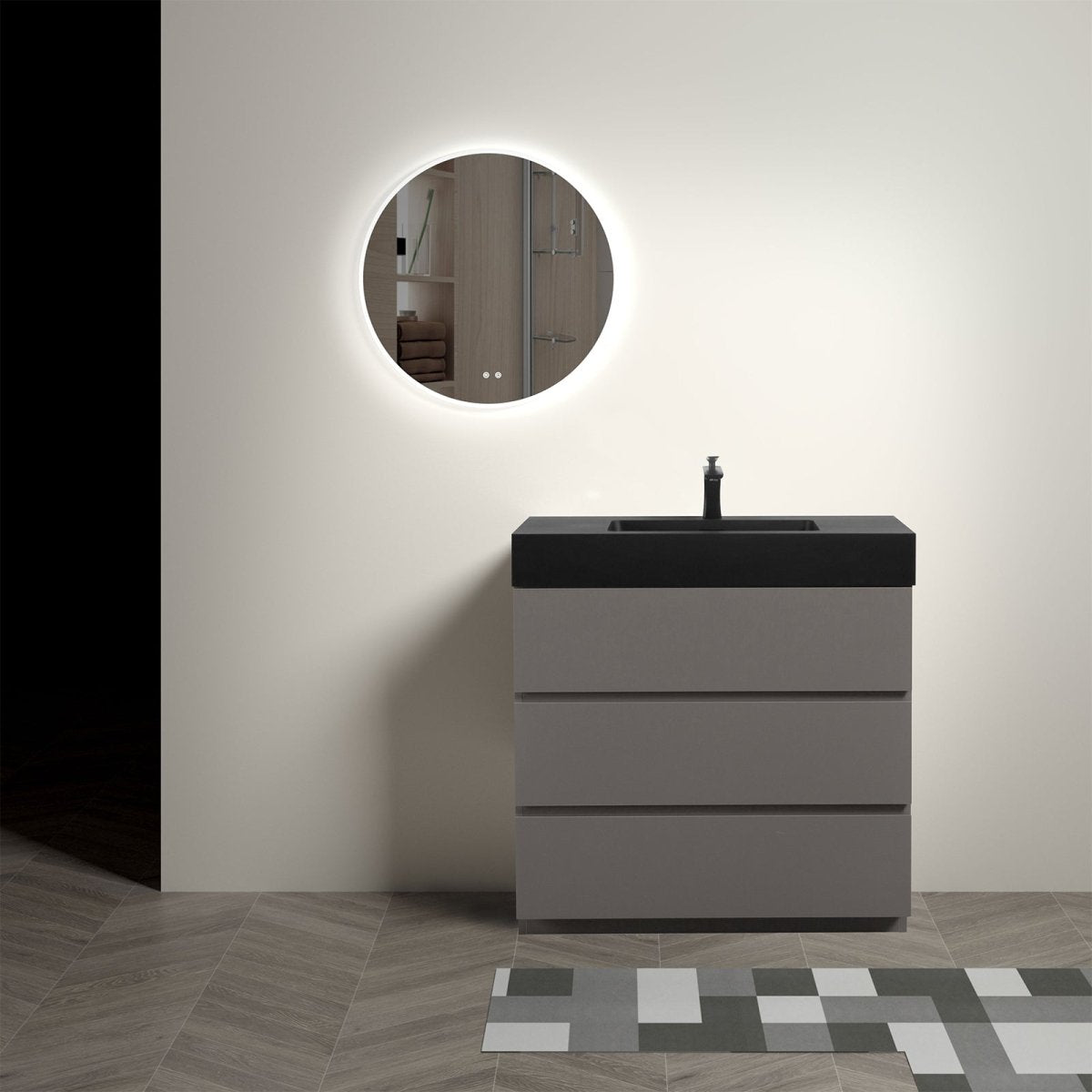 Nuvia 36-Inch Premium Modern Freestanding One-Piece Bathroom Vanity Set Without Drain And Faucet (SAK71364) – SAKSBY WHOLESAL