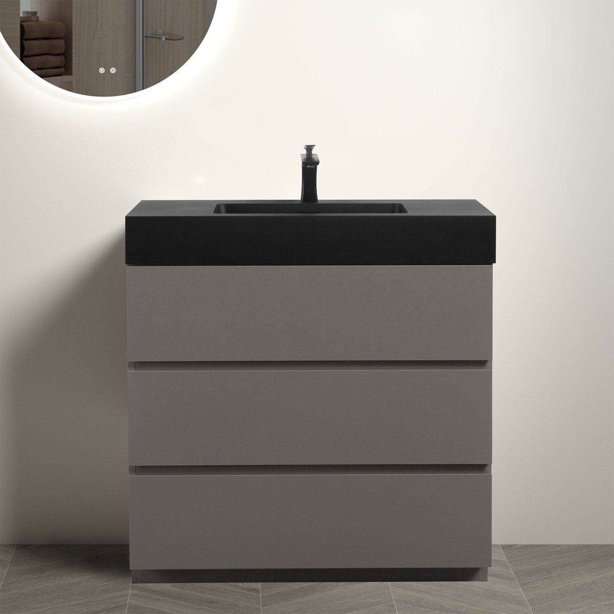 Nuvia 36-Inch Premium Modern Freestanding One-Piece Bathroom Vanity Set Without Drain And Faucet (SAK71364) – SAKSBY WHOLESAL