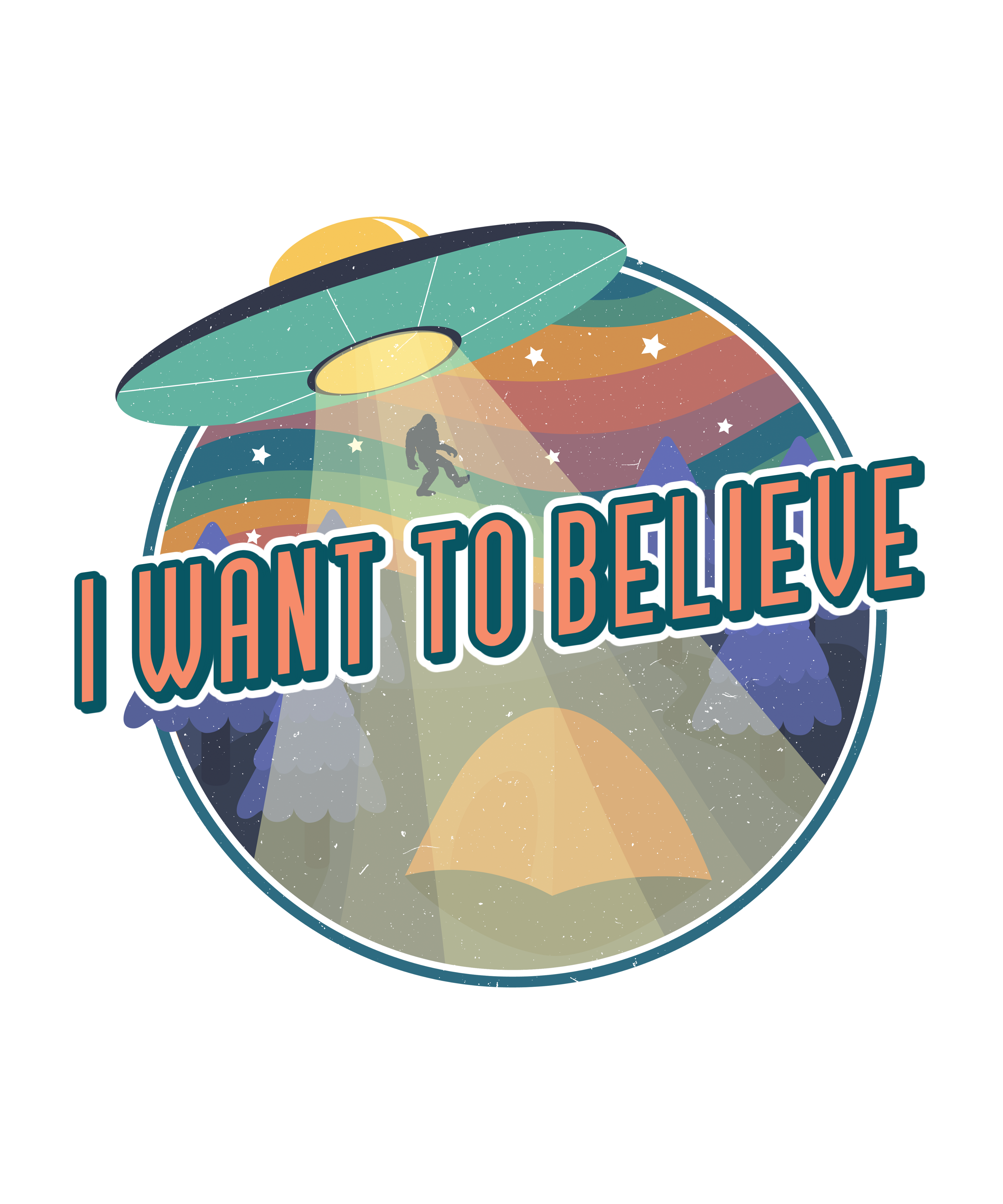Spun Bamboo I Want to Believe Men's Bamboo Short Sleeve Printed T-Shirt — detail close-up