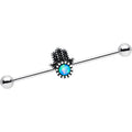 BodyCandy 14G Blue Synthetic Opal Hamsa Hand Industrial Barbell 38mm — main product shot