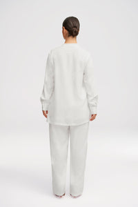 Alina Button Down Side Slit Top - White Clothing Veiled 