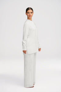 Alina Button Down Side Slit Top - White Clothing Veiled 