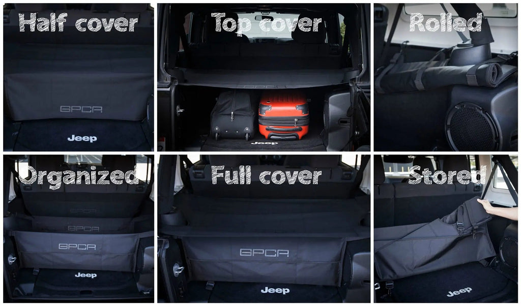 GPCA GPCA Jeep Wrangler JK 4DR Cargo Cover PRO Freedom Pack (2007-2018) — back view