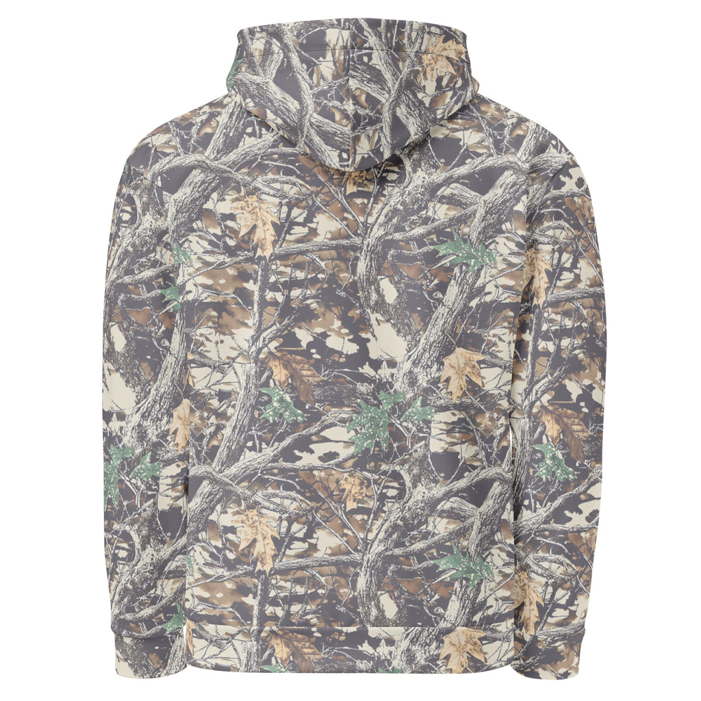 Luckless Outfitters Faded Camo Wide String Hoodie — in-use photo