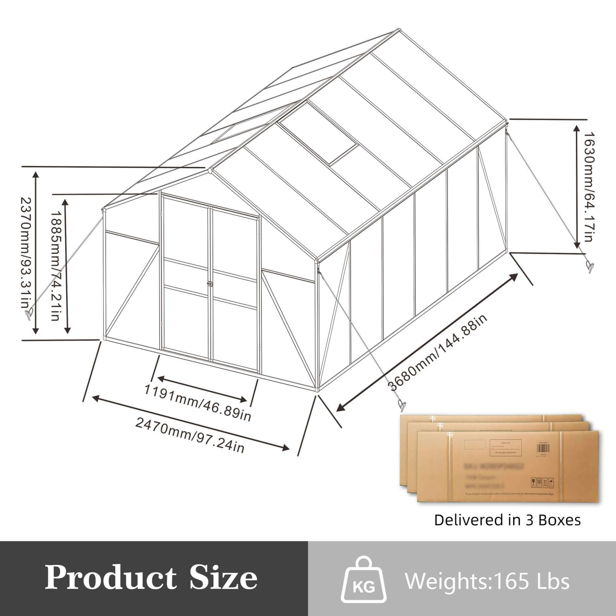 [08X12FT] All-Season Outdoor Backyard Polycarbonate Greenhouse With Raised Base And Aluminum Frame (SAK78614) – SAKSBY WHOLES