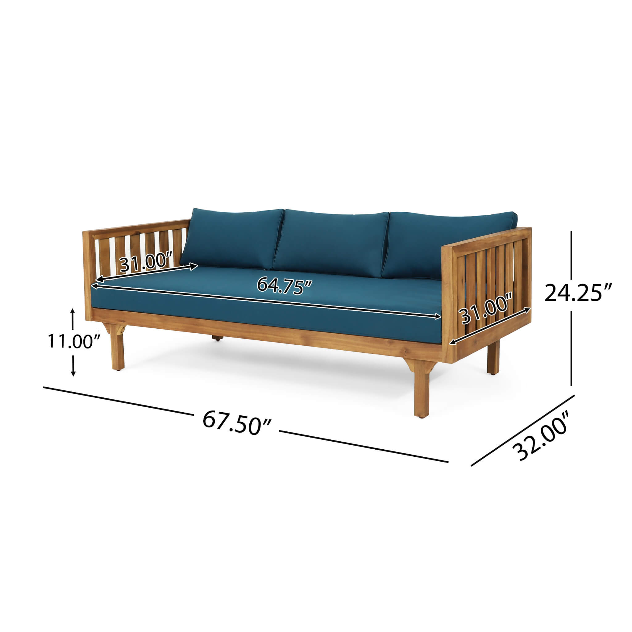 Alora 3-Seater Acacia Wood Daybed Sofa With Water-Resistant Cushions (SAK65773) – SAKSBY WHOLESALE, view 4