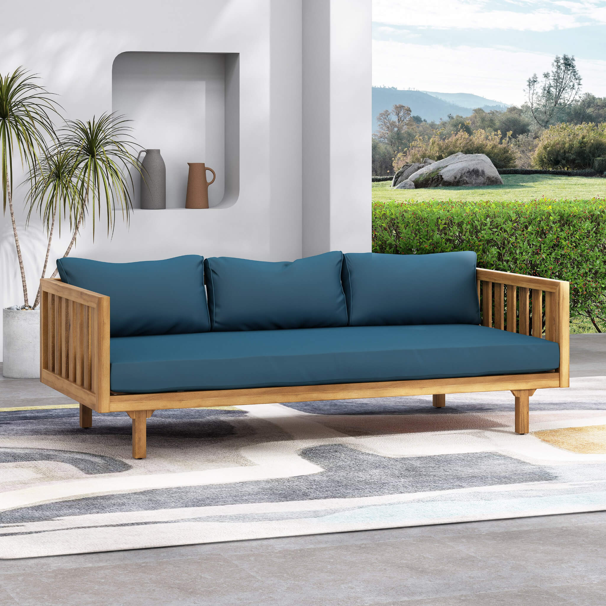 Alora 3-Seater Acacia Wood Daybed Sofa With Water-Resistant Cushions (SAK65773) – SAKSBY WHOLESALE, view 6