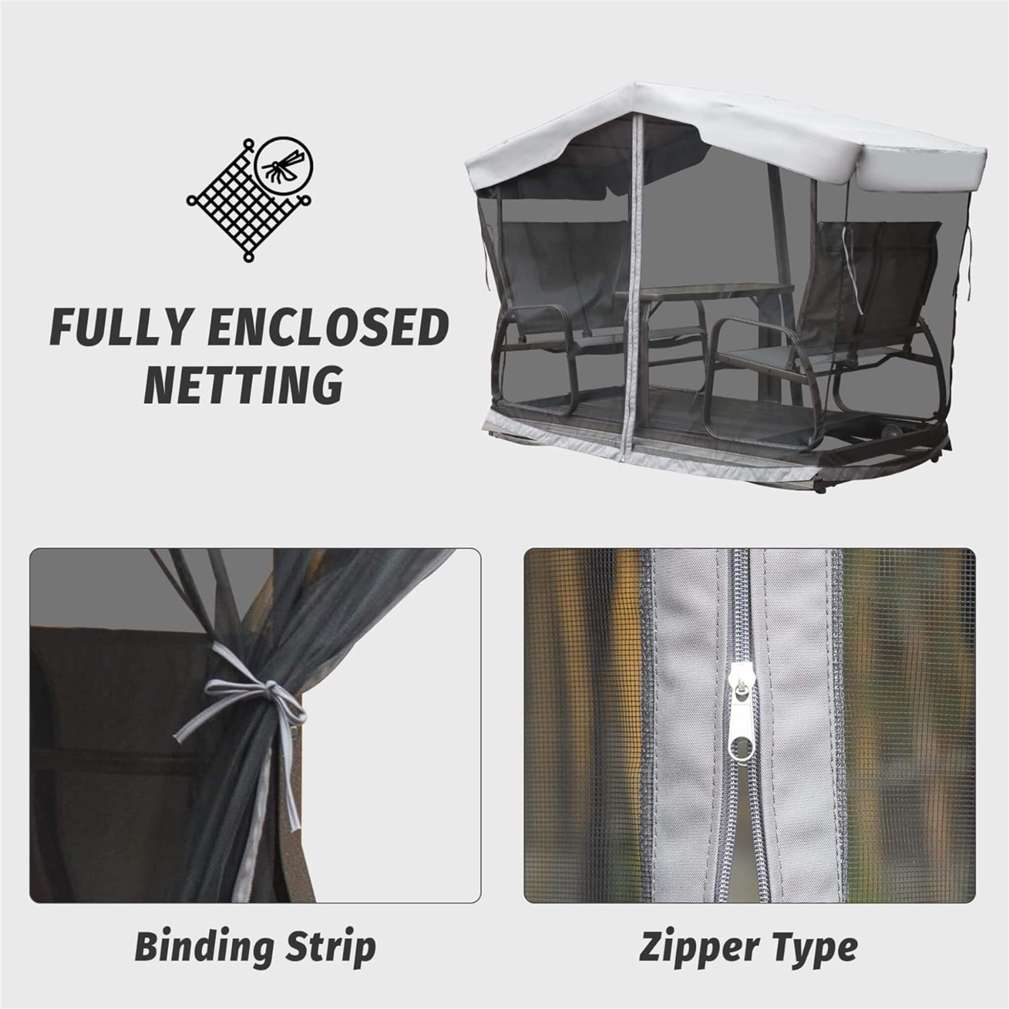 Alora 4-Seat Outdoor Aluminum Patio Swing Glider Bench With Canopy (SAK41726) – SAKSBY WHOLESALE, view 8