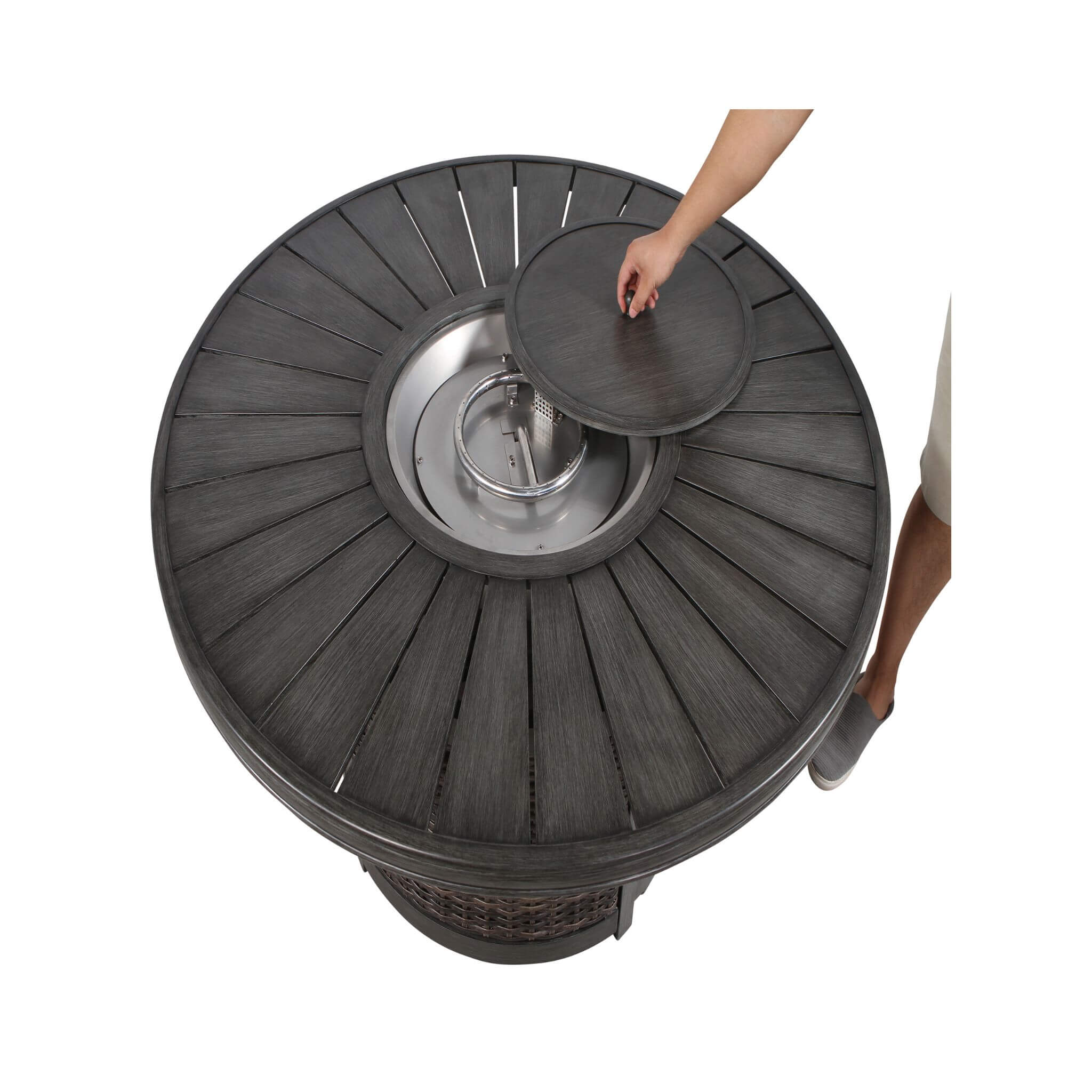 Alora 52-Inch Propane Fire Pit Wicker Table With Aluminum Top (SAK28510) – SAKSBY WHOLESALE, view 3