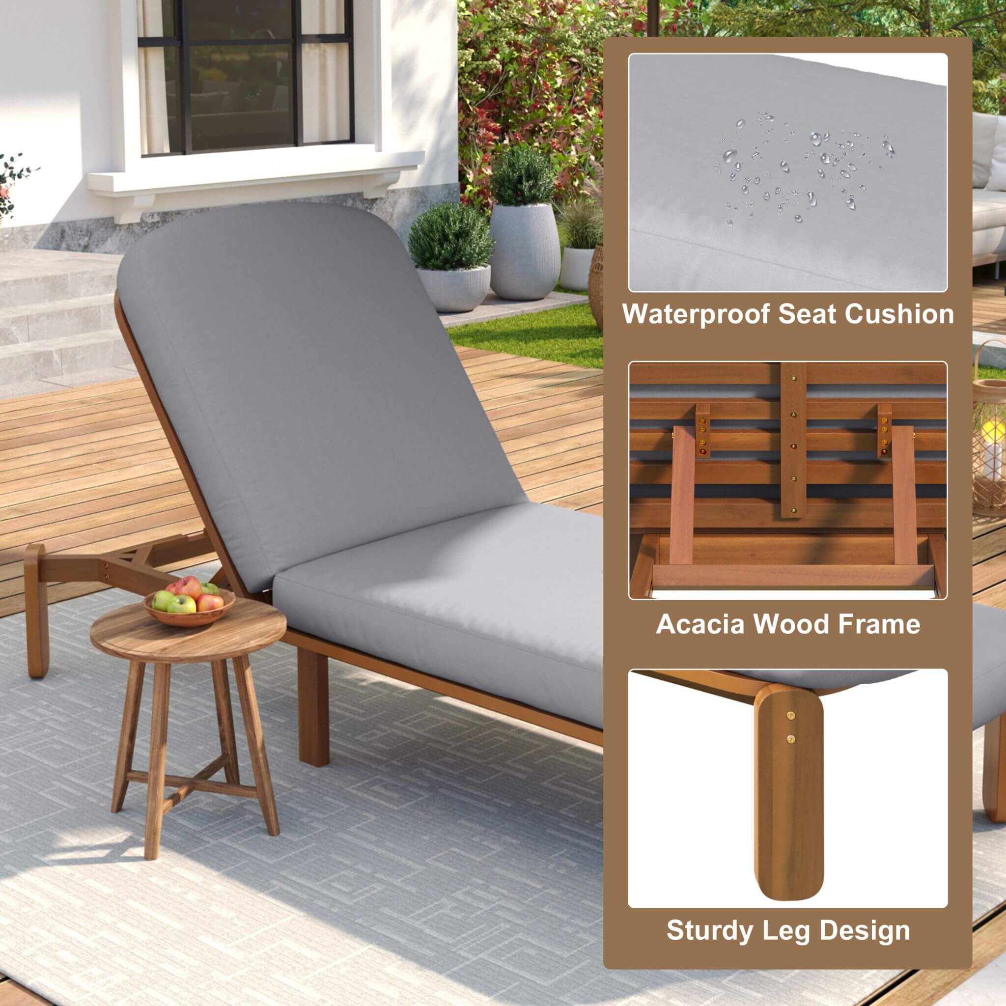 Alora Adjustable Outdoor Chaise Lounge With Reclining Backrest (SAK04689) – SAKSBY WHOLESALE, view 5