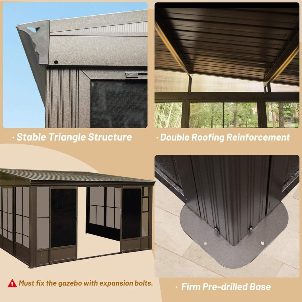 [10X12FT] Alora Atrium Premium Against Wall Mounted Solarium Sunroom With Galvanized Steel Sloping Roof (SAK96375) – SAKSBY W