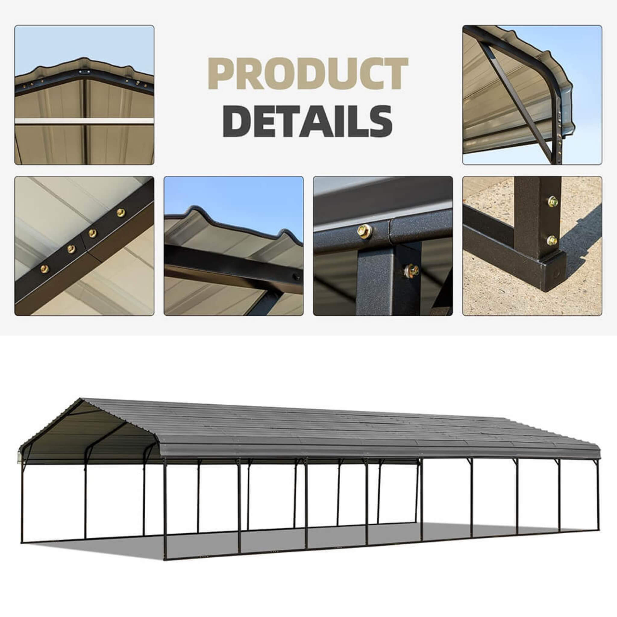[20X40FT] Alora Extra Large Heavy Duty Four Car Outdoor Metal Carport Canopy For Trucks, Boats And SUVs (SAK29713) – SAKSBY W