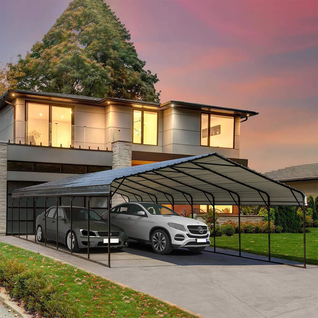 [20X40FT] Alora Extra Large Heavy Duty Four Car Outdoor Metal Carport Canopy For Trucks, Boats And SUVs (SAK29713) – SAKSBY W