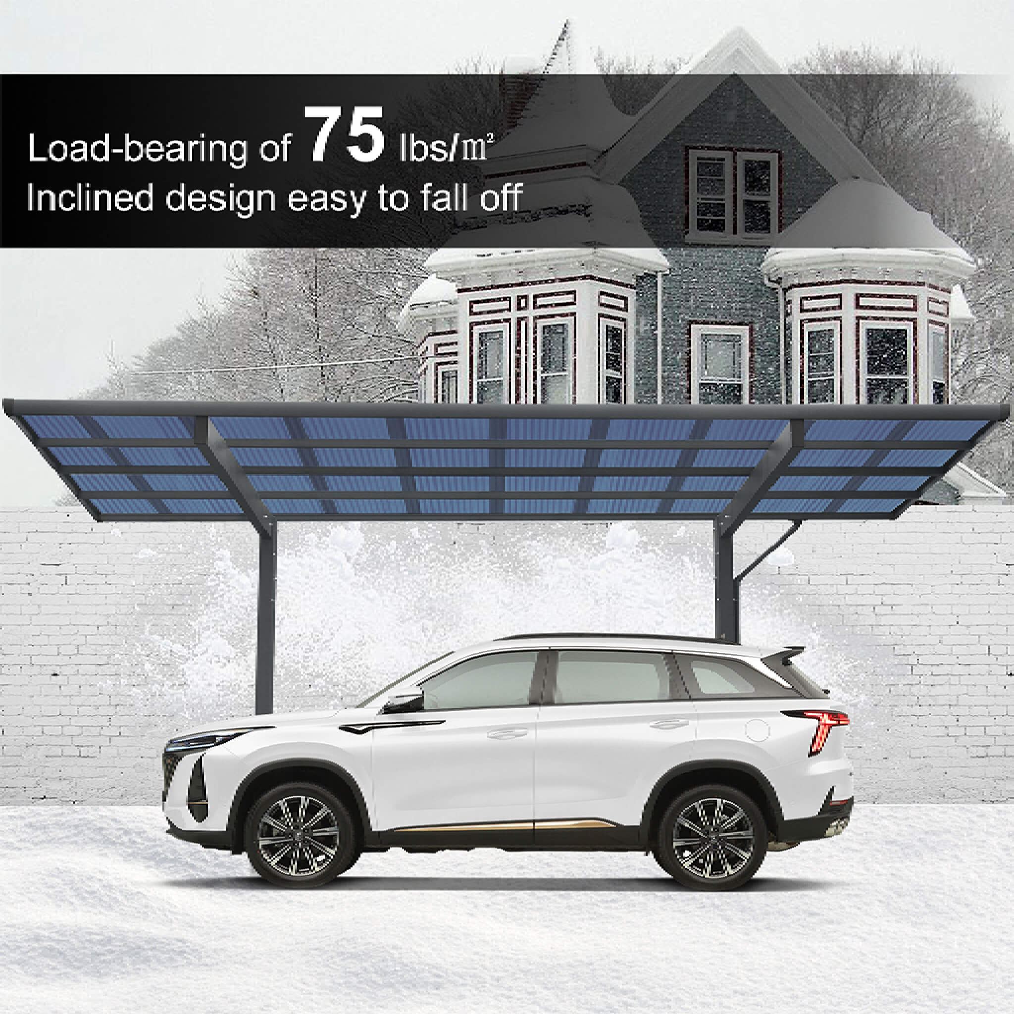 [10X17FT] Alora Extra-Large Heavy-Duty Outdoor Aluminum Single Side Carport With Galvanized Metal Roof (SAK31279) – SAKSBY WH