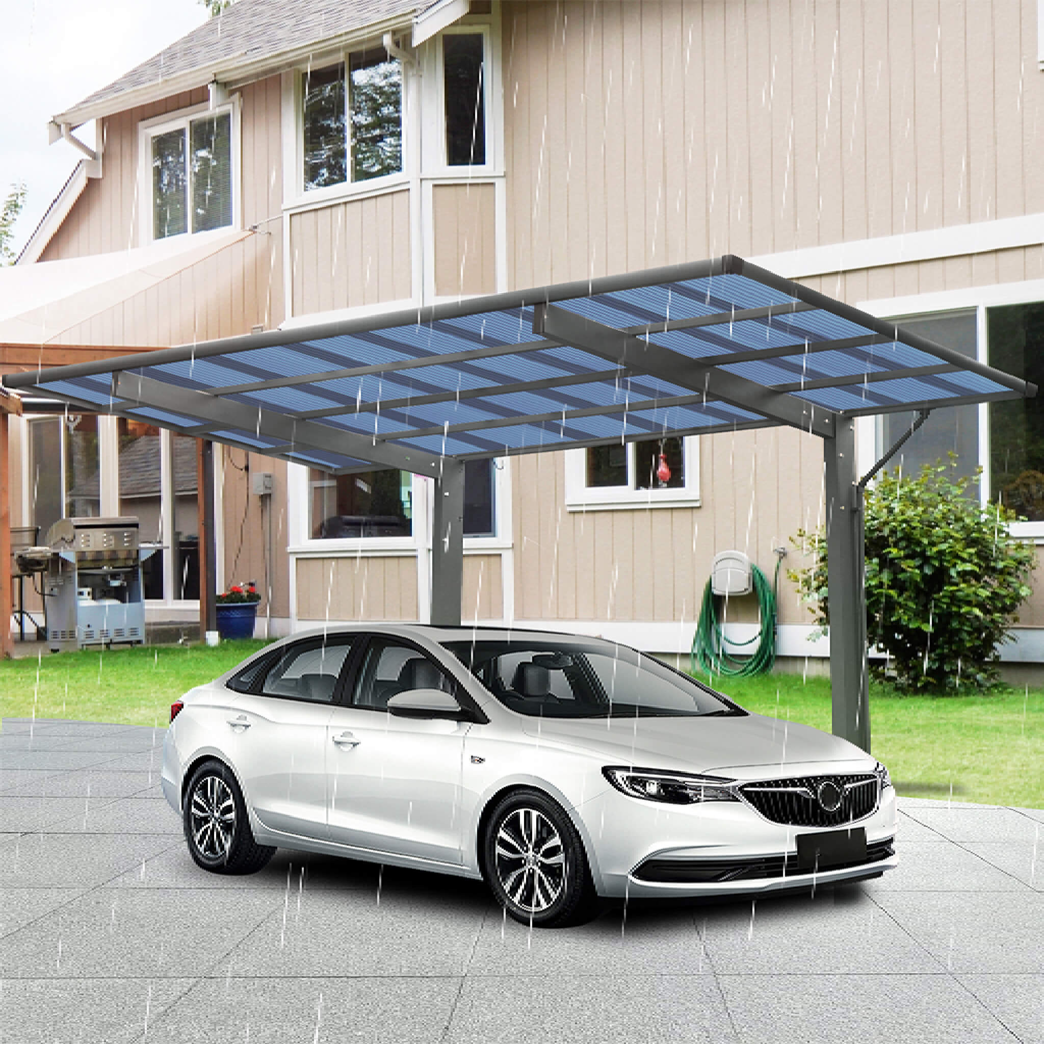 [10X17FT] Alora Extra-Large Heavy-Duty Outdoor Aluminum Single Side Carport With Galvanized Metal Roof (SAK31279) – SAKSBY WH