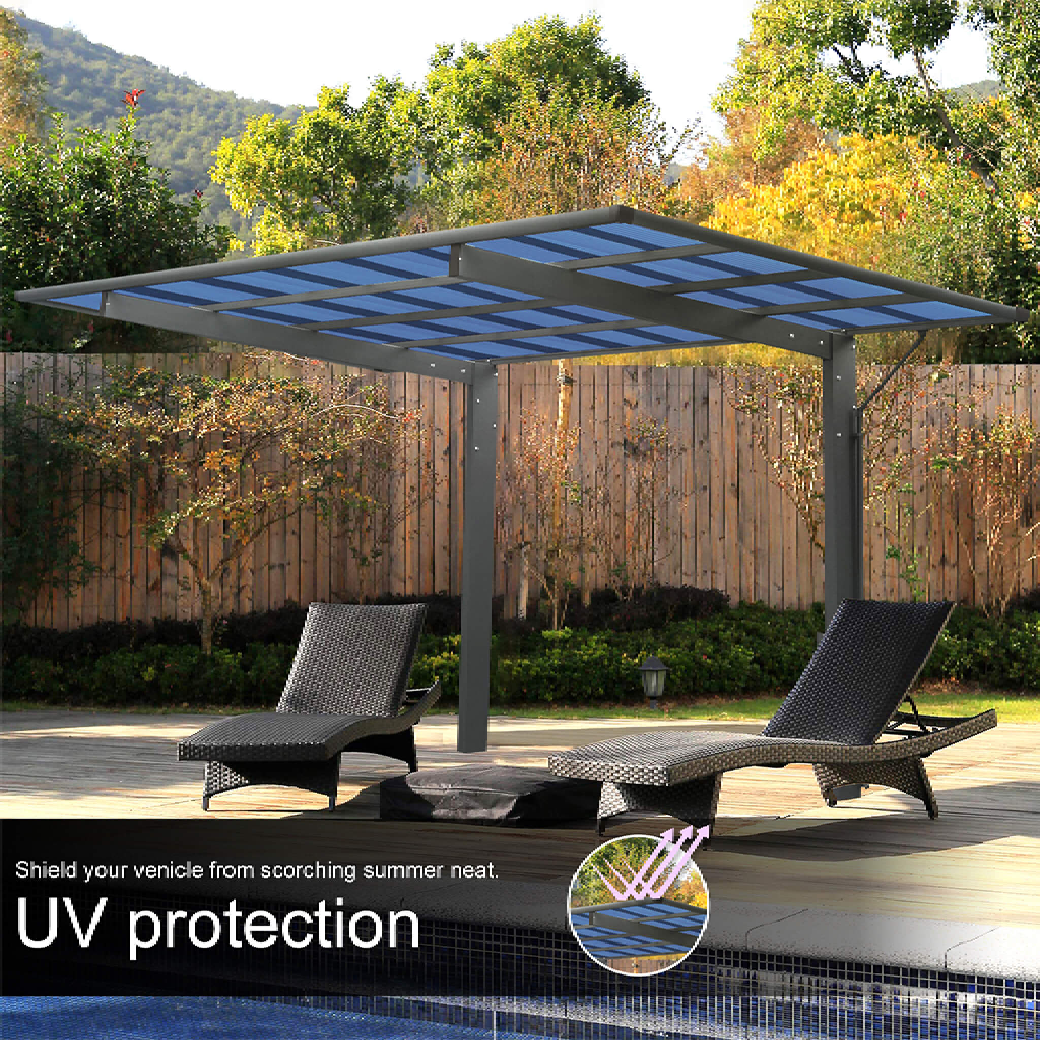 [10X17FT] Alora Extra-Large Heavy-Duty Outdoor Aluminum Single Side Carport With Galvanized Metal Roof (SAK31279) – SAKSBY WH