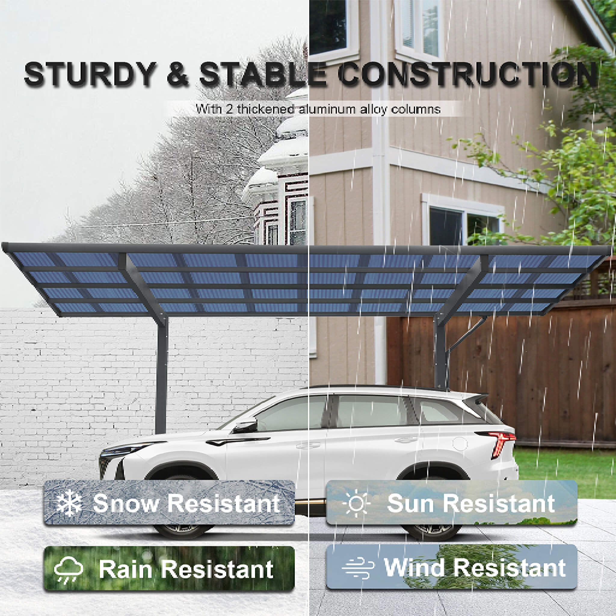 [10X17FT] Alora Extra-Large Heavy-Duty Outdoor Aluminum Single Side Carport With Galvanized Metal Roof (SAK31279) – SAKSBY WH