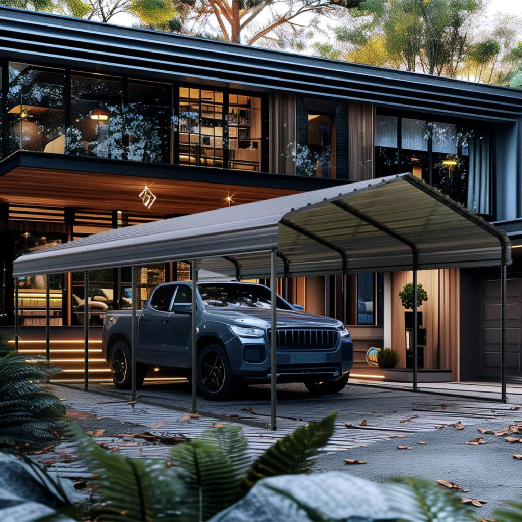 [12X25FT] Alora Heavy-Duty Extra-Large Multi Vehicle Carport Kit With Galvanized Steel Roof (SAK37514) – SAKSBY WHOLESALE, vi