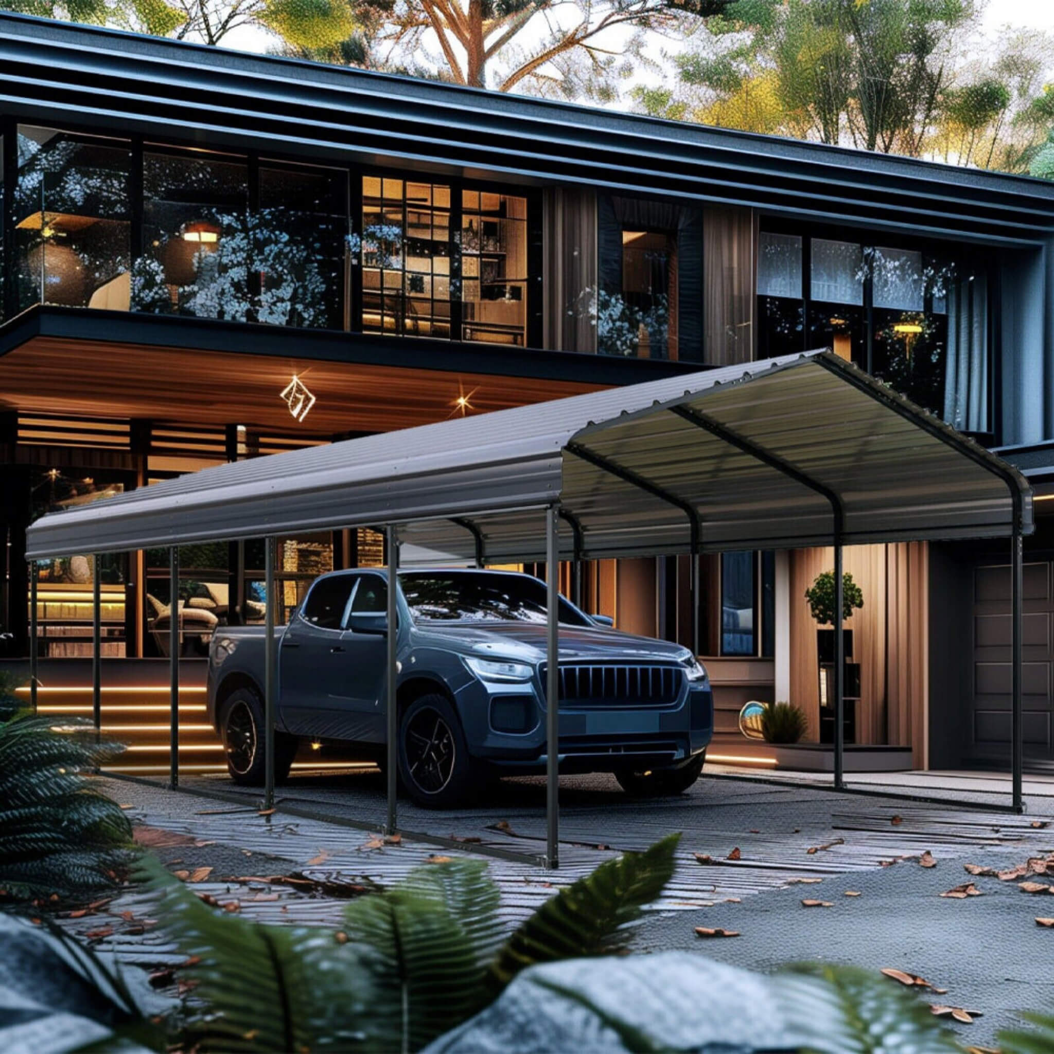 [12X25FT] Alora Heavy-Duty Extra-Large Multi Vehicle Carport Kit With Galvanized Steel Roof (SAK37514) – SAKSBY WHOLESALE, vi