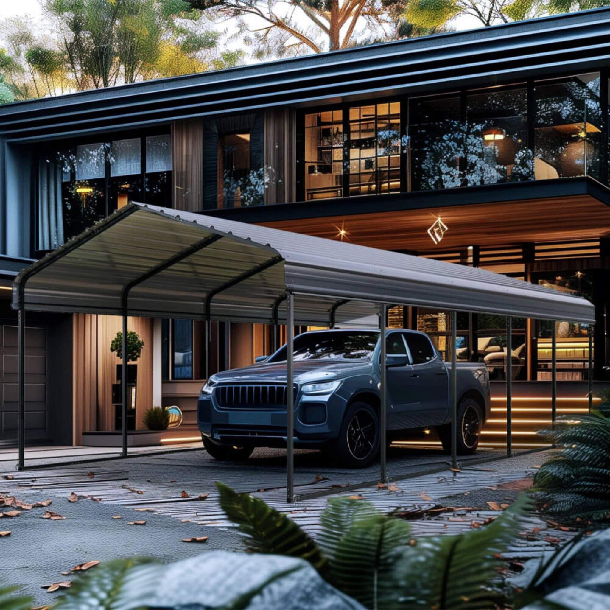 [12X25FT] Alora Heavy-Duty Extra-Large Multi Vehicle Carport Kit With Galvanized Steel Roof (SAK37514) – SAKSBY WHOLESALE