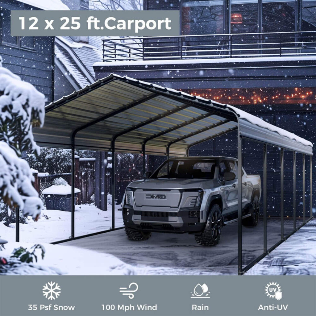 [12X25FT] Alora Heavy-Duty Extra-Large Multi Vehicle Carport Kit With Galvanized Steel Roof (SAK37514) – SAKSBY WHOLESALE, vi