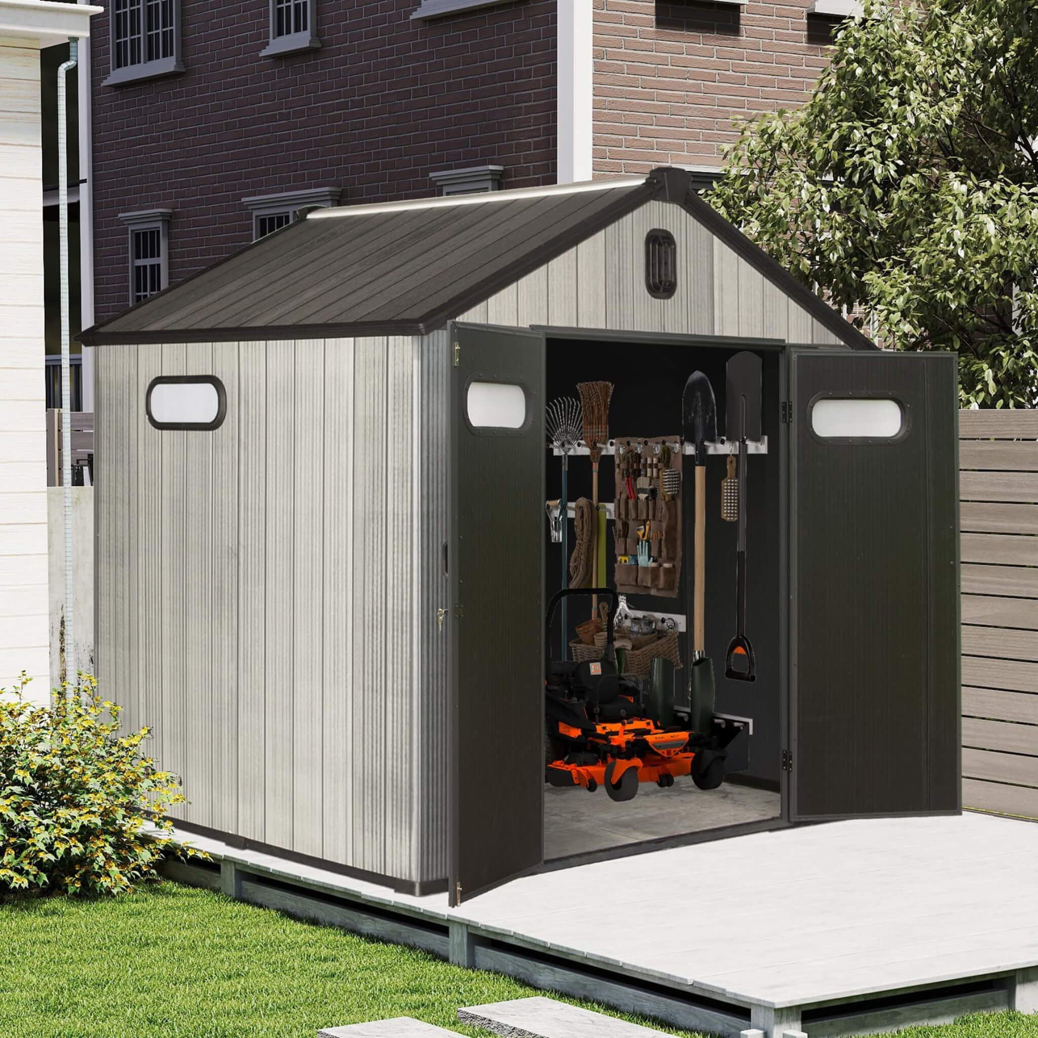 [06X08FT] Alora Heavy-Duty Outdoor All-Weather Resin Storage Shed With Lockable Doors, Windows, And Vents (SAK39874) – SAKSBY