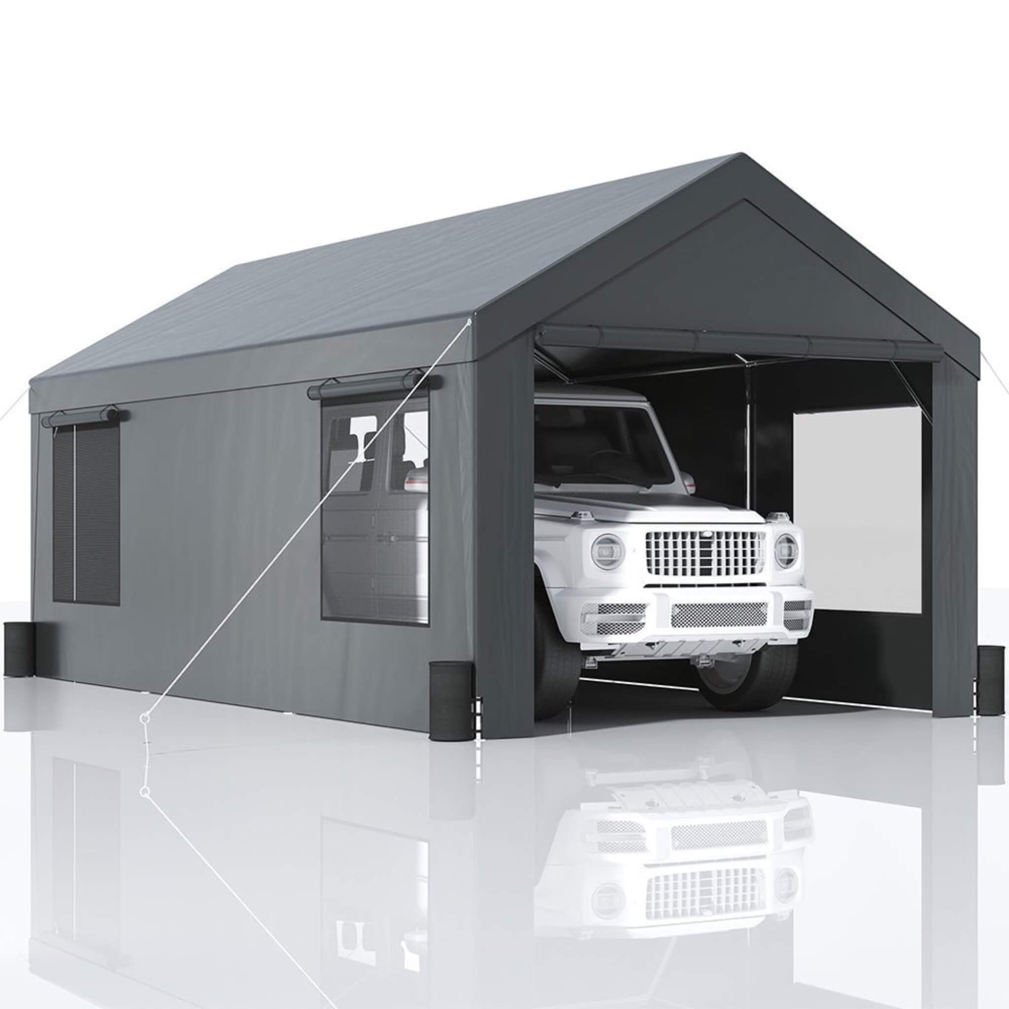 [12X20FT] Alora Heavy-Duty Outdoor Premium Garage Tarp Canopy Shelter W/ Removable Sidewalls (SAK94615) – SAKSBY WHOLESALE, v