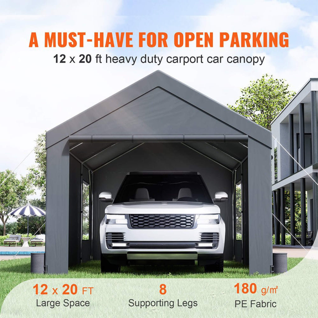 [12X20FT] Alora Heavy-Duty Outdoor Premium Garage Tarp Canopy Shelter W/ Removable Sidewalls (SAK94615) – SAKSBY WHOLESALE, v