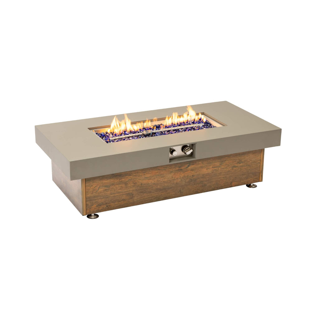 Alora Luxury 48-Inch Outdoor Wood Grain Iron Fire Pit Table With Lava Rocks (SAK37905) – SAKSBY WHOLESALE, view 7