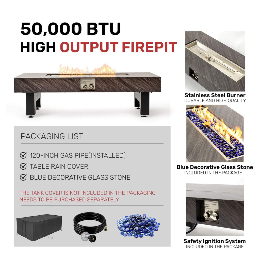 Alora 54-Inch Modern Outdoor Propane Fire Pit Table With Waterproof Cover (SAK42628) – SAKSBY WHOLESALE, view 25