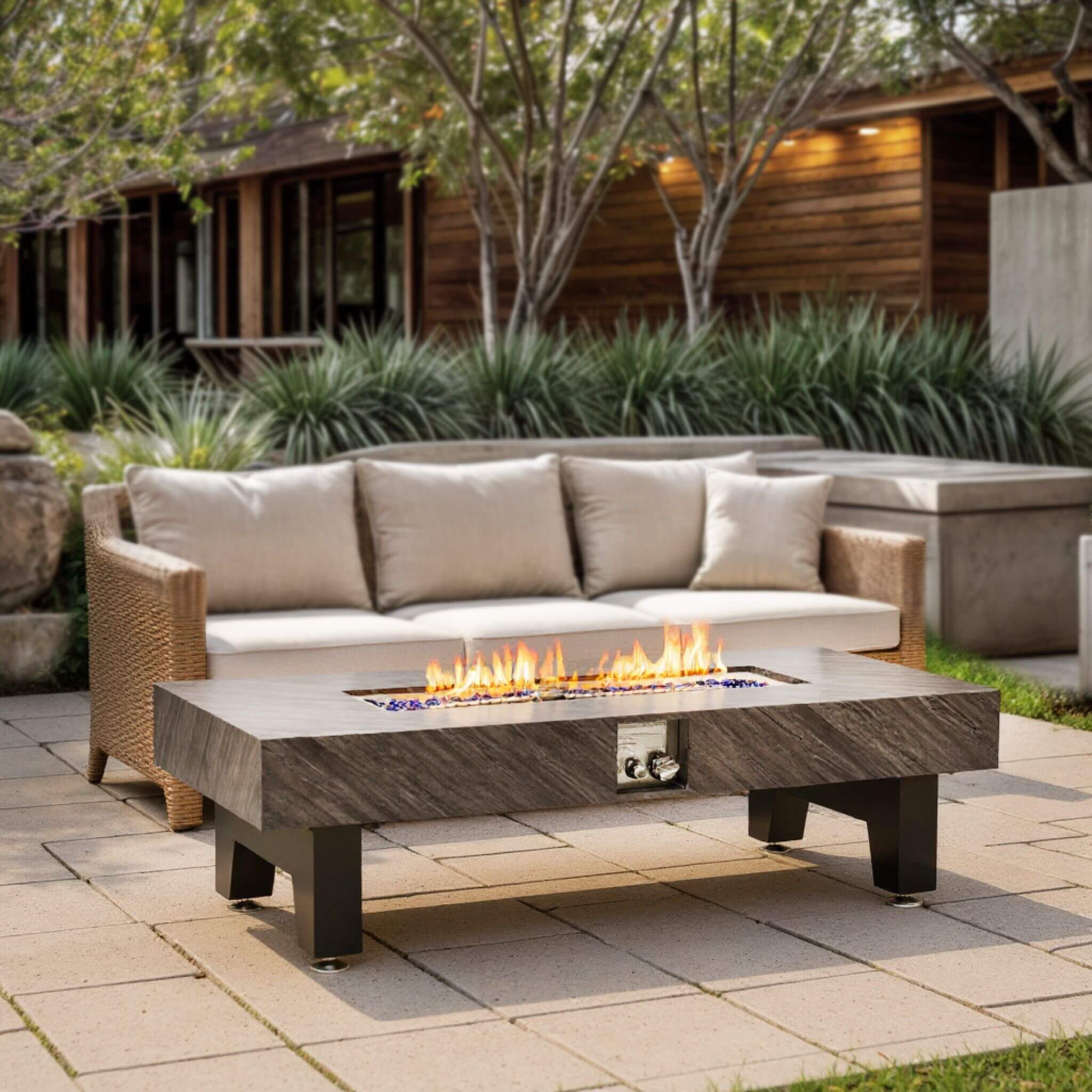 Alora 54-Inch Modern Outdoor Propane Fire Pit Table With Waterproof Cover (SAK42628) – SAKSBY WHOLESALE, view 5