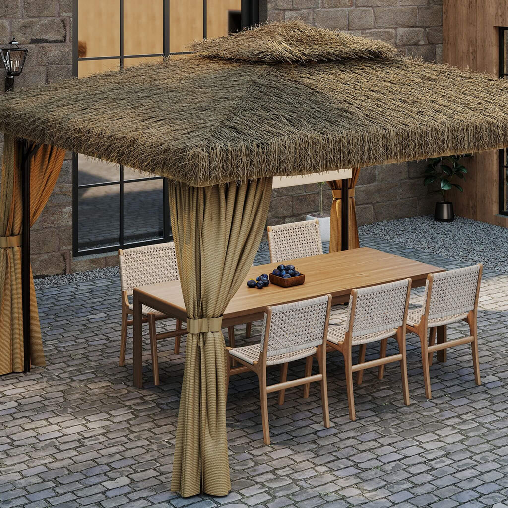 Alora Outdoor Double Canopy Aluminum Patio Gazebo With Hawaiian Thatch Roof (SAK39068) – SAKSBY WHOLESALE, view 8