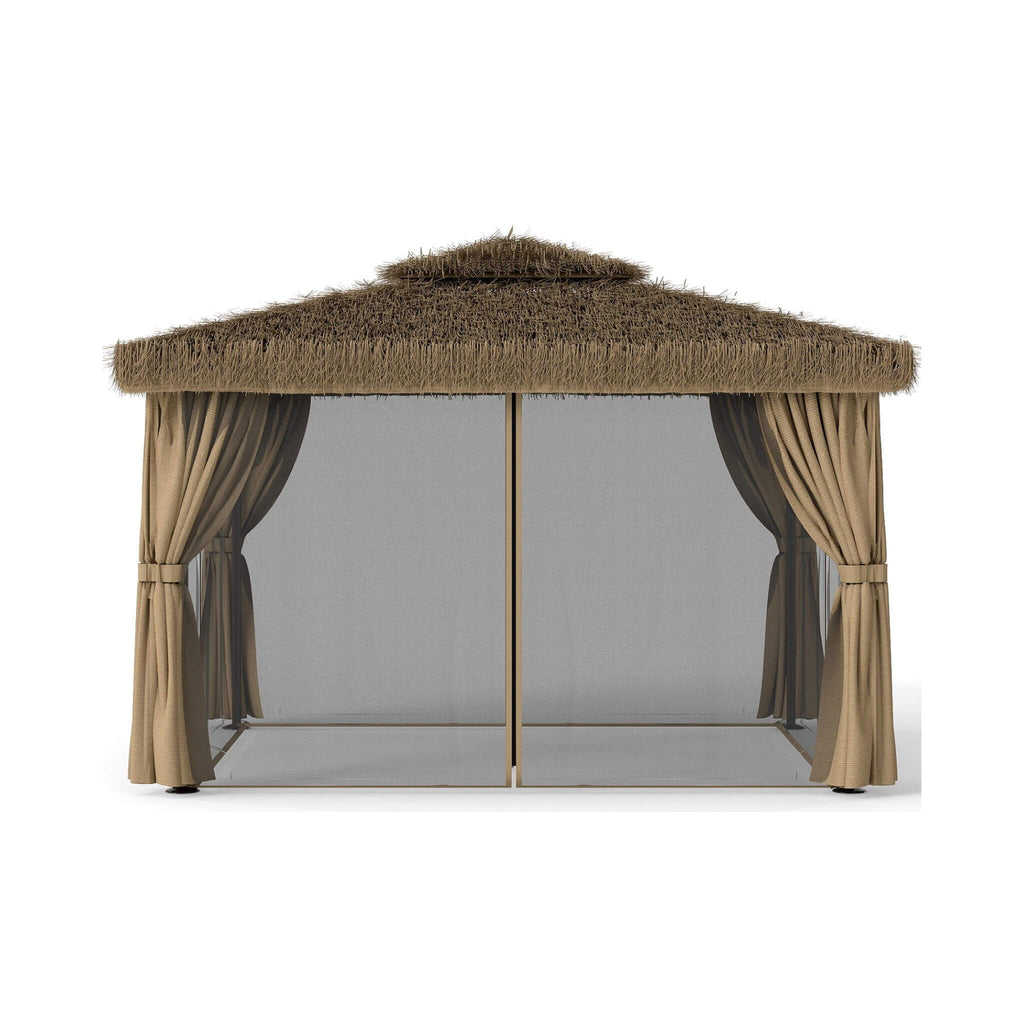 Alora Outdoor Double Canopy Aluminum Patio Gazebo With Hawaiian Thatch Roof (SAK39068) – SAKSBY WHOLESALE, view 3