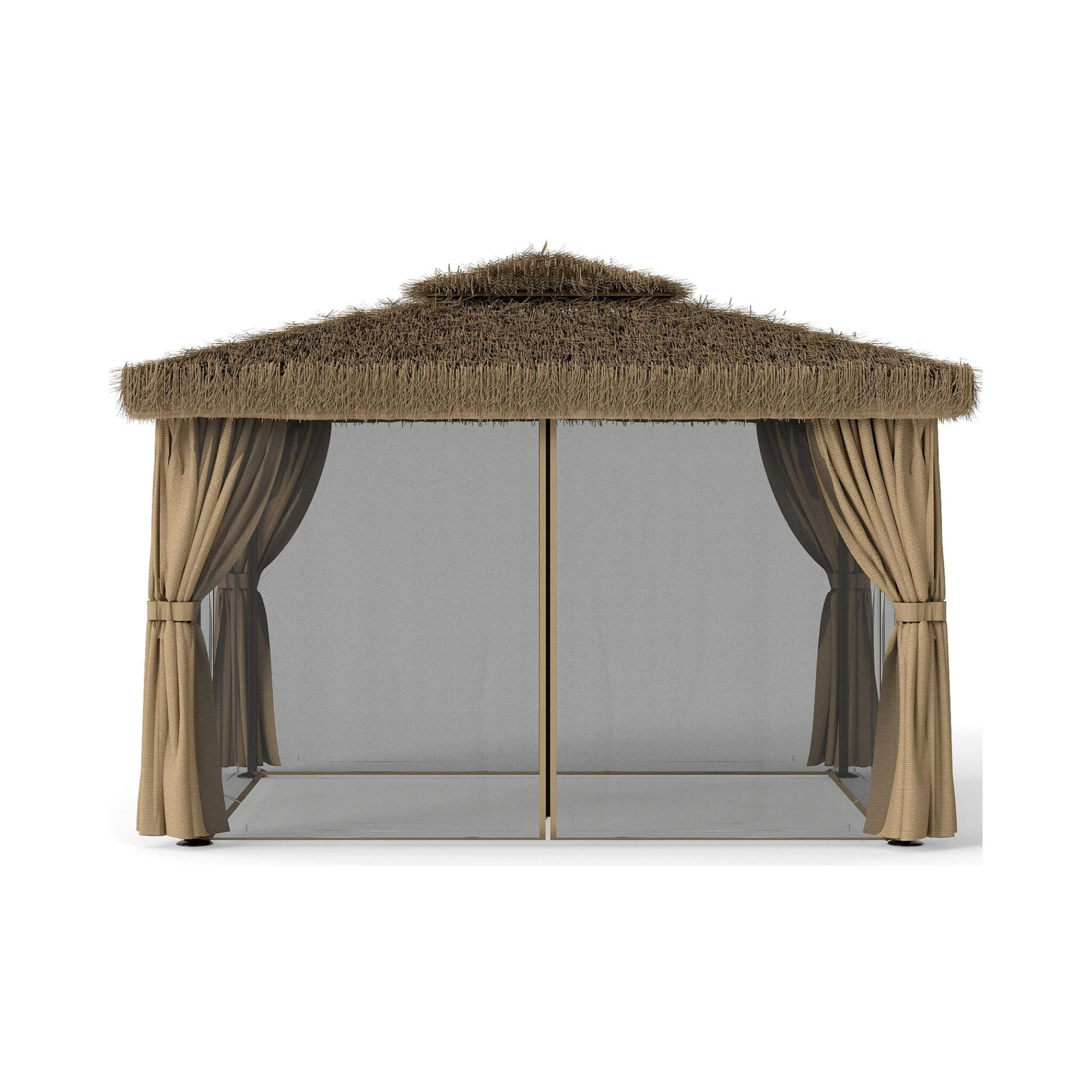 Alora Outdoor Double Canopy Aluminum Patio Gazebo With Hawaiian Thatch Roof (SAK39068) – SAKSBY WHOLESALE, view 3