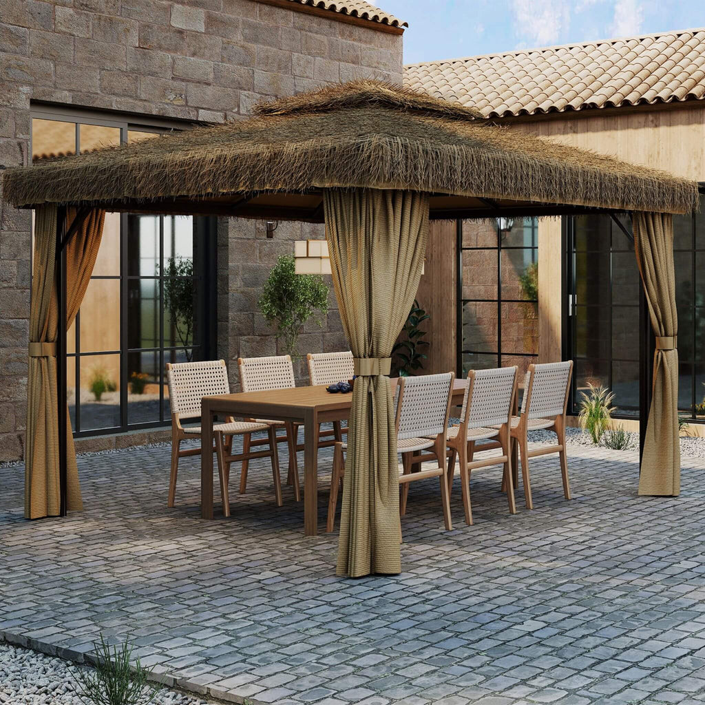Alora Outdoor Double Canopy Aluminum Patio Gazebo With Hawaiian Thatch Roof (SAK39068) – SAKSBY WHOLESALE, view 13