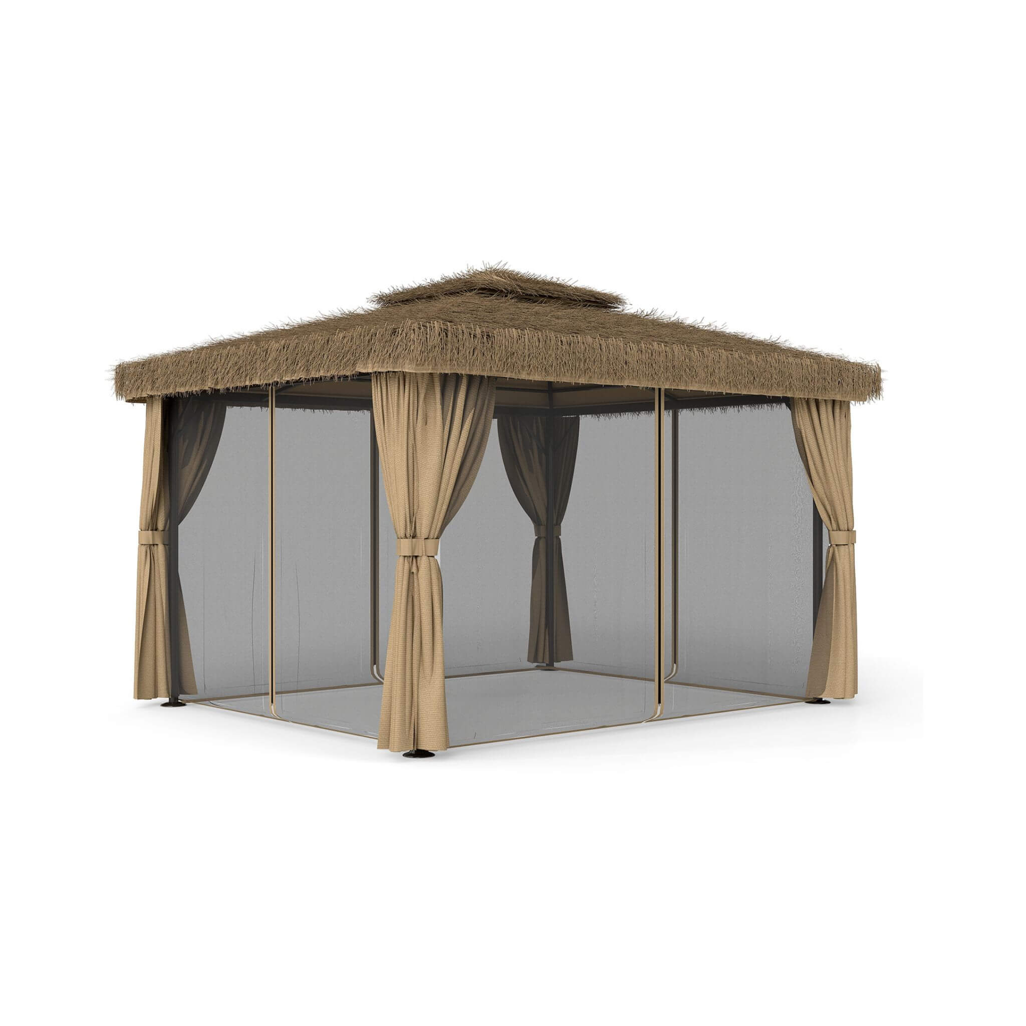 Alora Outdoor Double Canopy Aluminum Patio Gazebo With Hawaiian Thatch Roof (SAK39068) – SAKSBY WHOLESALE, view 7