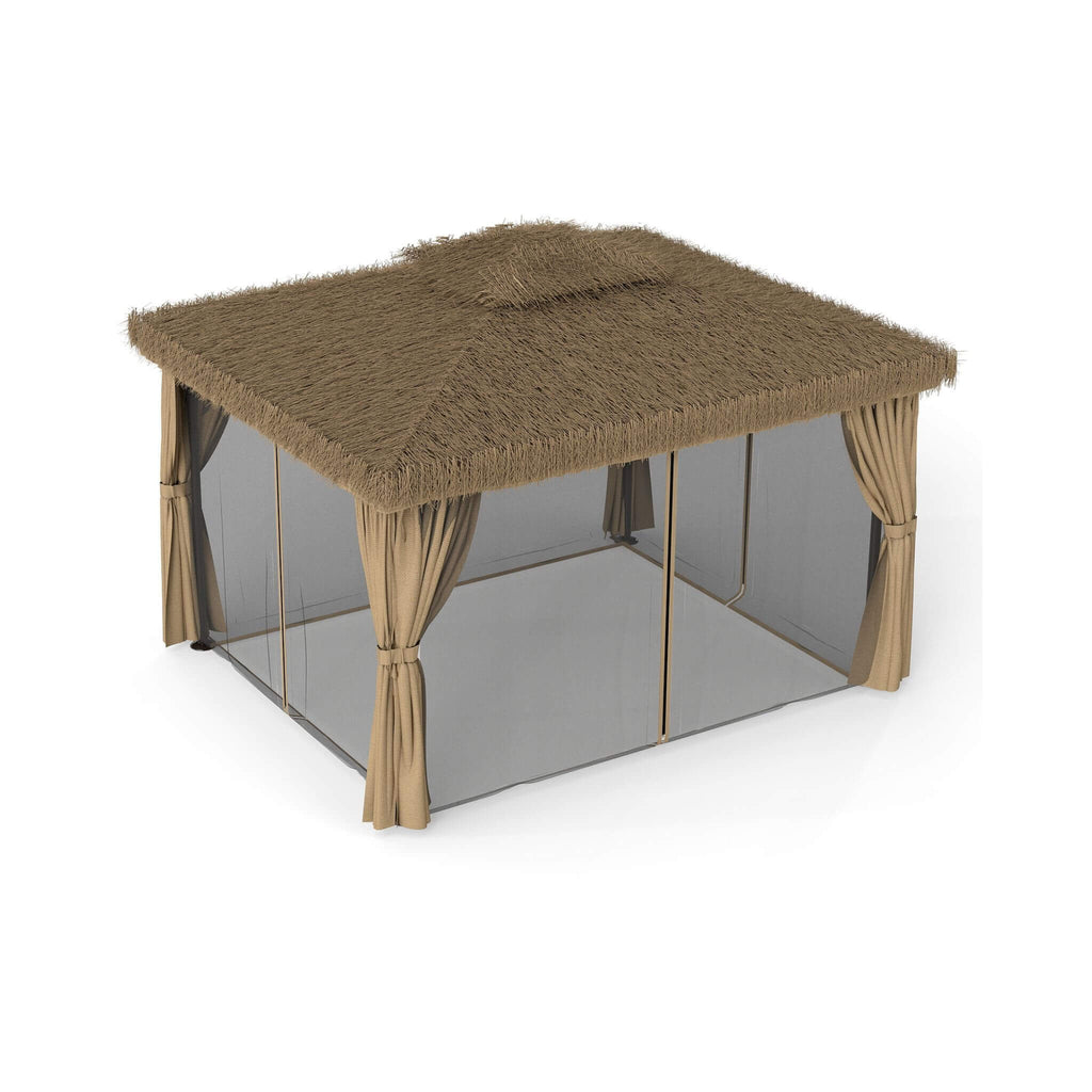 Alora Outdoor Double Canopy Aluminum Patio Gazebo With Hawaiian Thatch Roof (SAK39068) – SAKSBY WHOLESALE, view 5