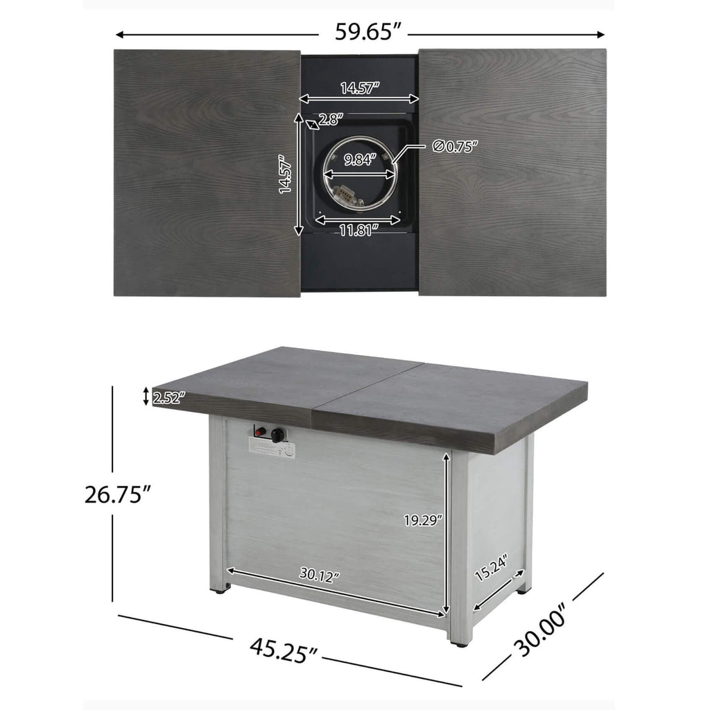 Alora Premium 50K BTU Rectangle Outdoor Aluminum Fire Pit Table (SAK70248) – SAKSBY WHOLESALE, view 11