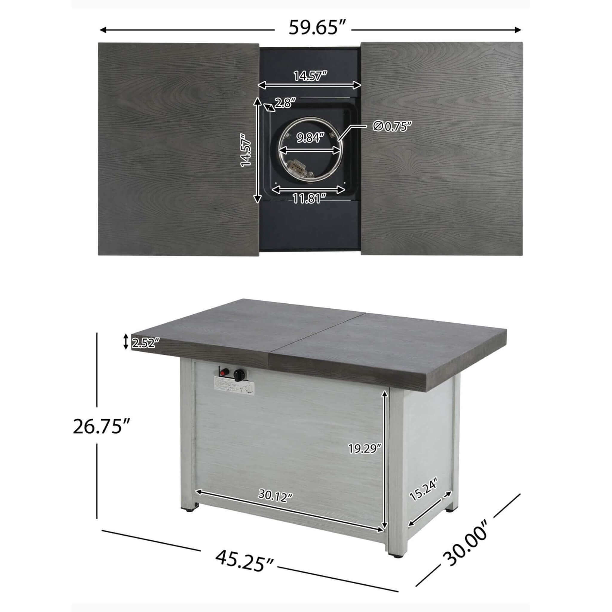 Alora Premium 50K BTU Rectangle Outdoor Aluminum Fire Pit Table (SAK70248) – SAKSBY WHOLESALE, view 11