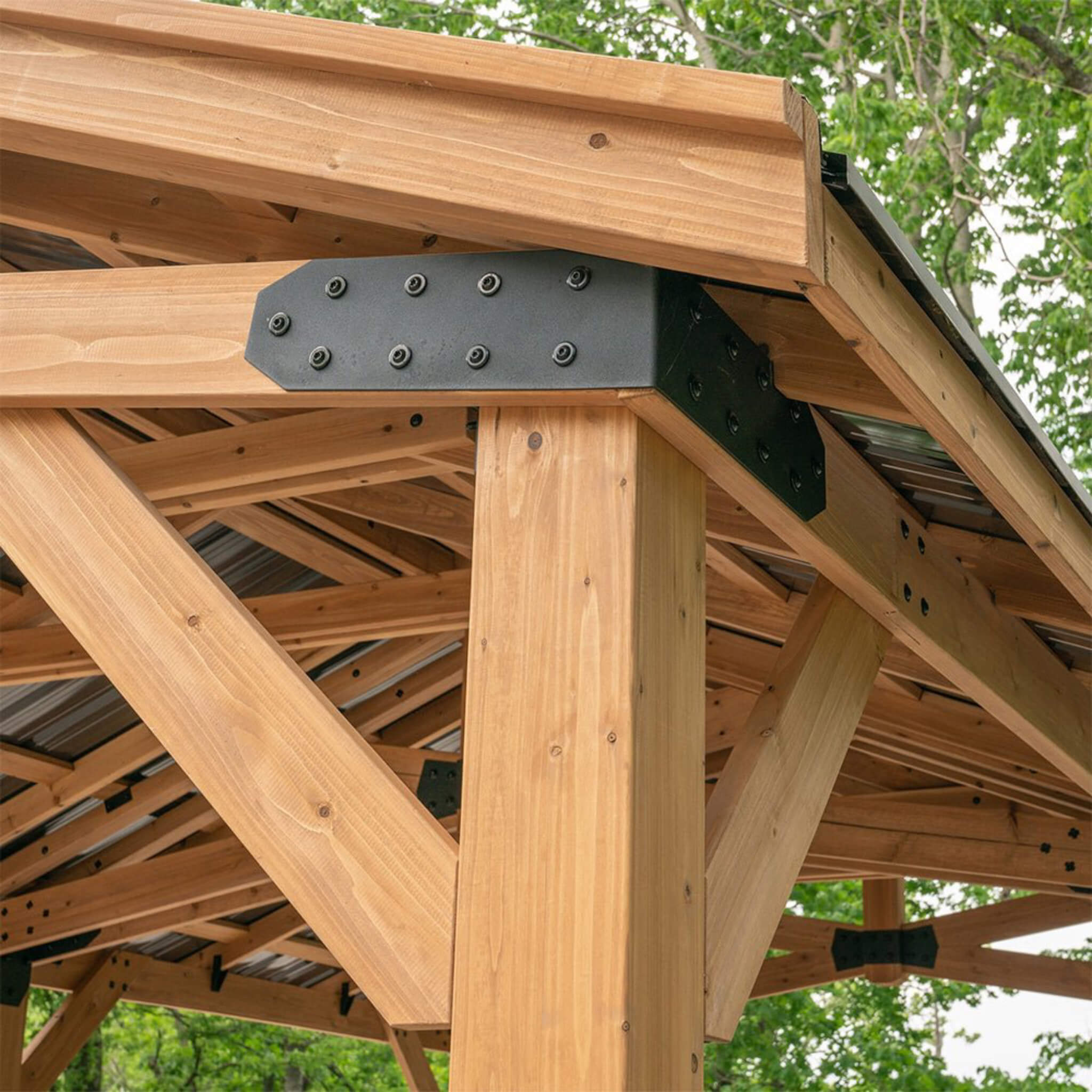 [12X20FT] Alora Premium All Cedar Wooden Carport Pavilion Gazebo With Sloped Hardtop Steel Roof (SAK14279) – SAKSBY WHOLESALE