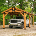 [12X20FT] Alora Premium All Cedar Wooden Carport Pavilion Gazebo With Sloped Hardtop Steel Roof (SAK14279) – SAKSBY WHOLESALE