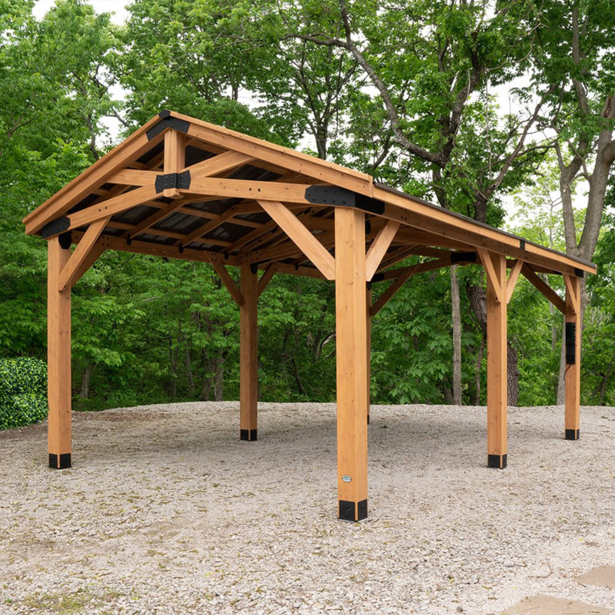 [12X20FT] Alora Premium All Cedar Wooden Carport Pavilion Gazebo With Sloped Hardtop Steel Roof (SAK14279) – SAKSBY WHOLESALE