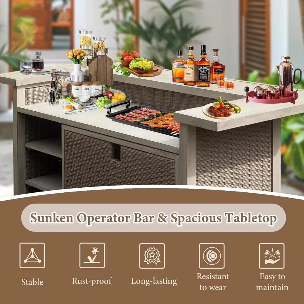 Alora Premium All-Weather Spacious Outdoor Patio Bar Table With Aluminum Frame (SAK51876) – SAKSBY WHOLESALE, view 4